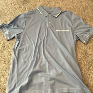 UNTUCKit Light Blue Polo with White Trim